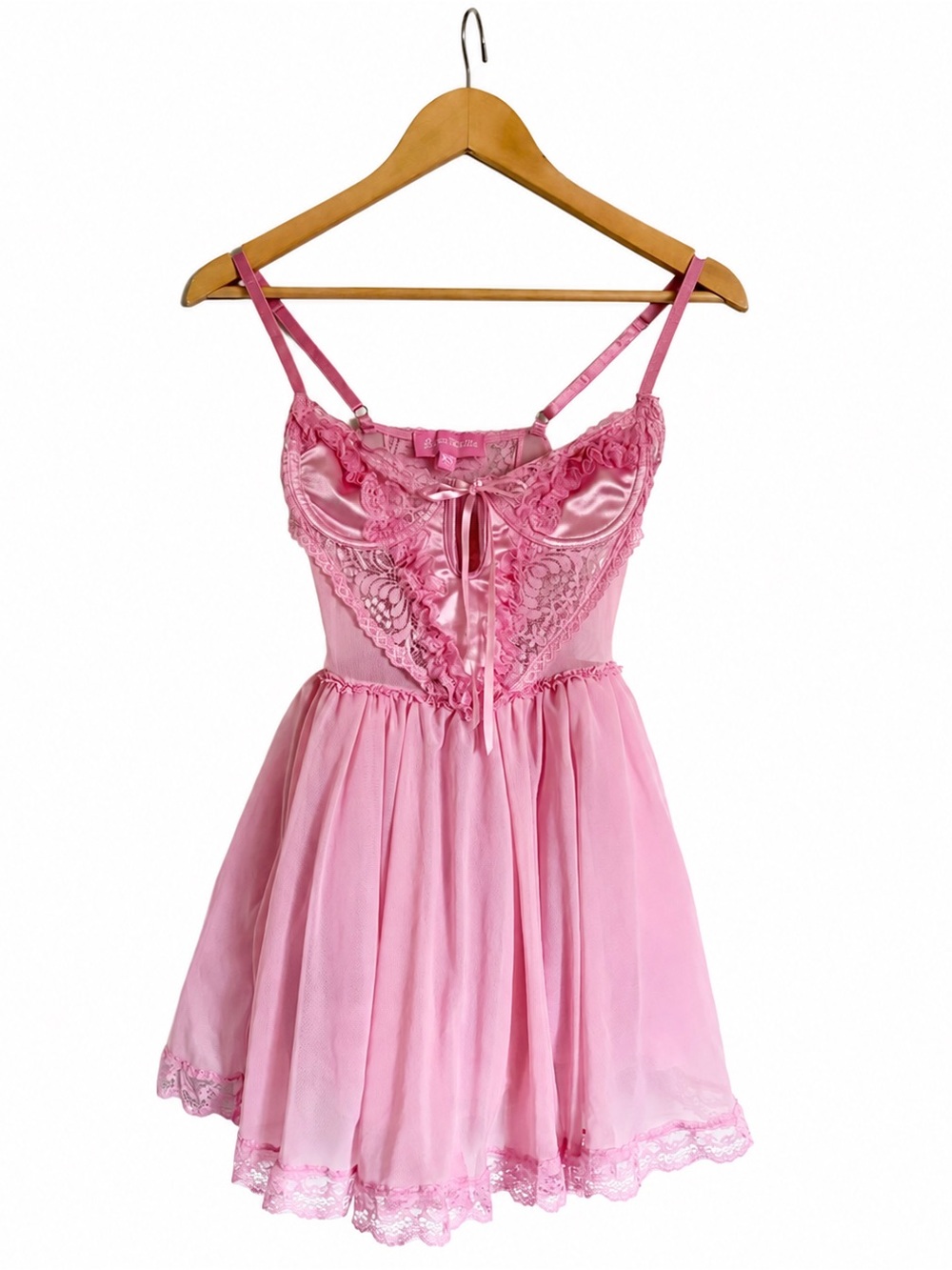 Sugar Thrillz Dolls Kill Pink Lace Babydoll Dress Fairy Size XS